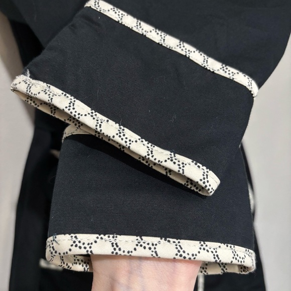 Merona Black and White Trench Coat Notched Lapels Waist Tie Size Small - Picture 8 of 11